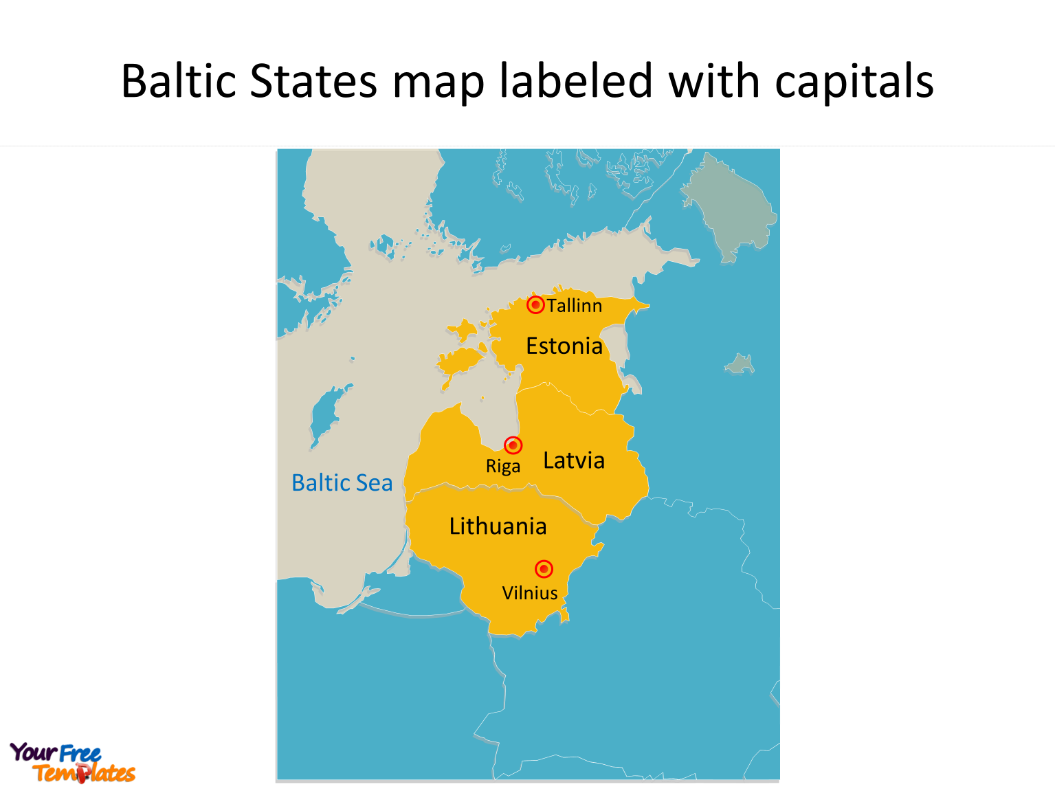 Map of Baltic States with individual countries along the Baltic Sea map, on the Baltic States map free templates