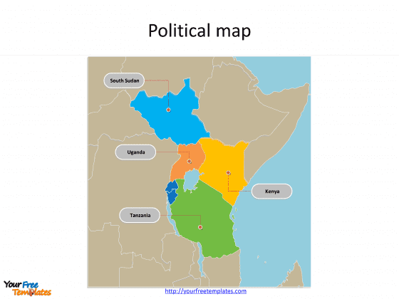 Eac Map East African Community map with 6 Countries - Free PowerPoint Template