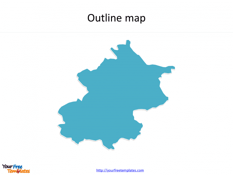 City of Beijing map with outline on the Beijing maps PowerPoint templates
