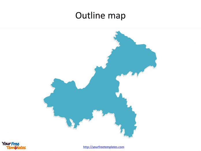 City of Chongqing map with outline on the Chongqing maps PowerPoint templates