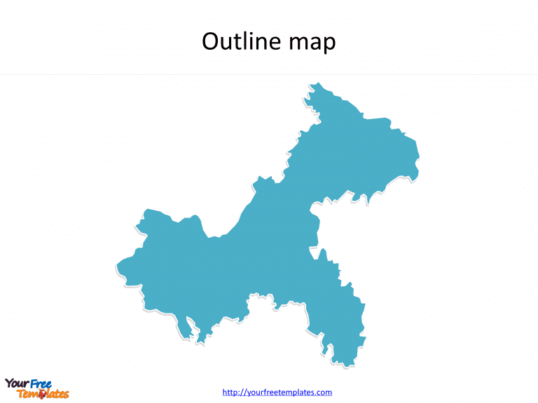 City of Chongqing map with outline on the Chongqing maps PowerPoint templates