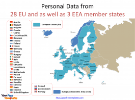 General Data Protection Regulation with national flag icons for 28 EU Countries on the General Data Protection Regulation PowerPoint templates