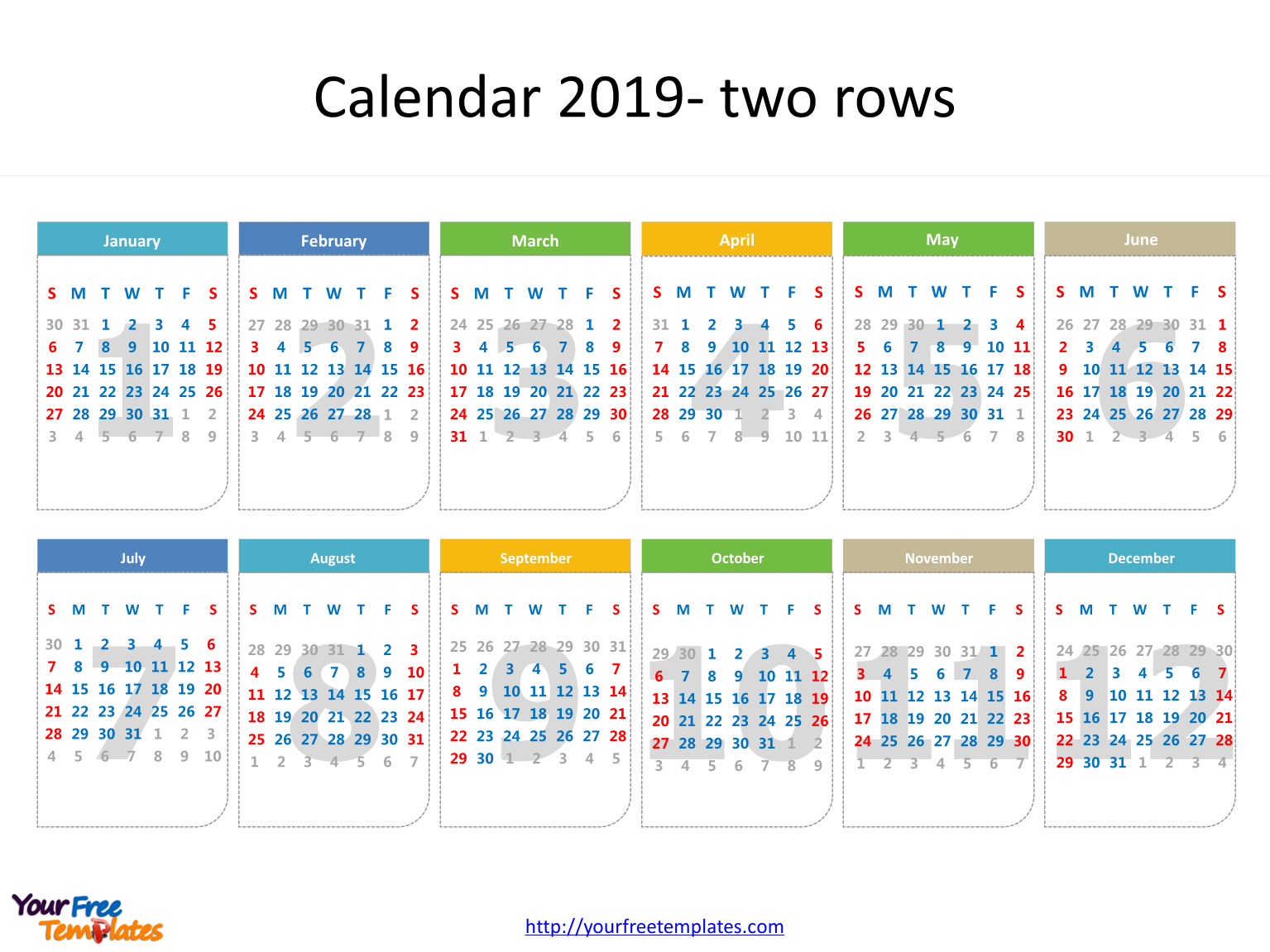 2019-20 Calendar Template from yourfreetemplates.com