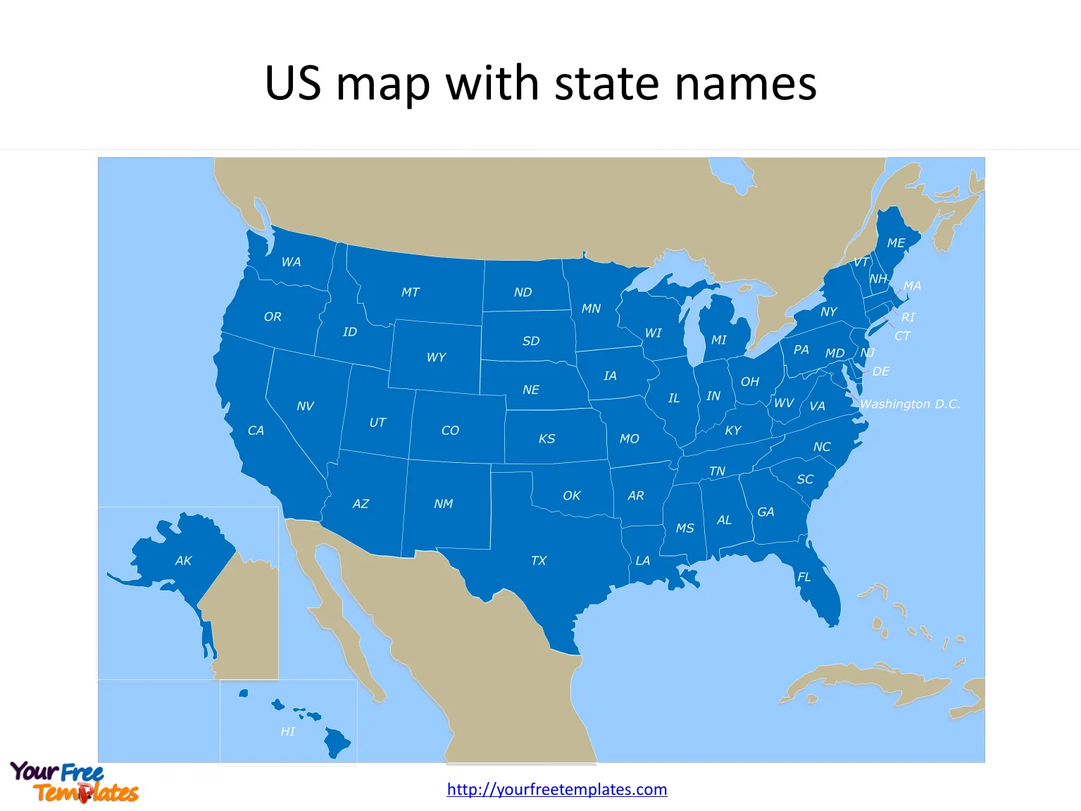 Free Us Map With States Free Powerpoint Template