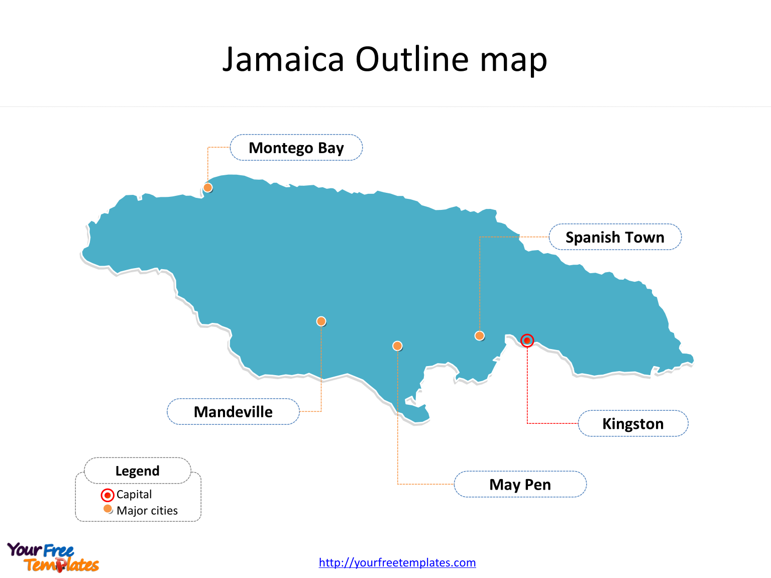 Jamaica Map blank templates - Free PowerPoint Template