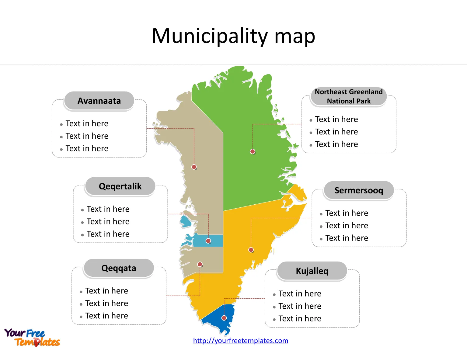 Greenland-Map-with-municipalities - Free PowerPoint Template