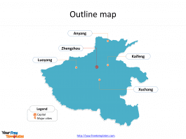 Province of Henan map with outline and cities labeled on the Henan maps PowerPoint templates