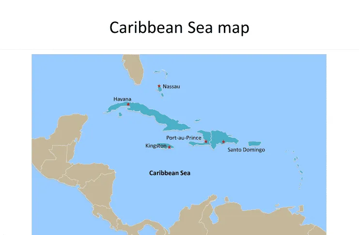 Map of Caribbean Sea with Capitals labeled on the Caribbean Sea map free templates