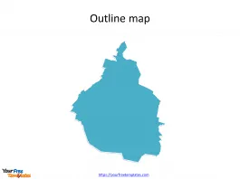 State of Mexico City map with outline on the Mexico City maps PowerPoint templates