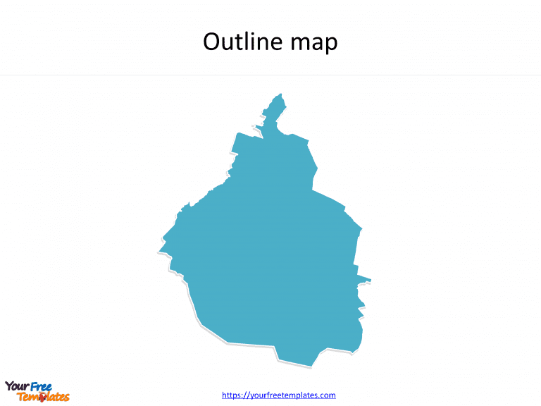 State of Mexico City map with outline on the Mexico City maps PowerPoint templates