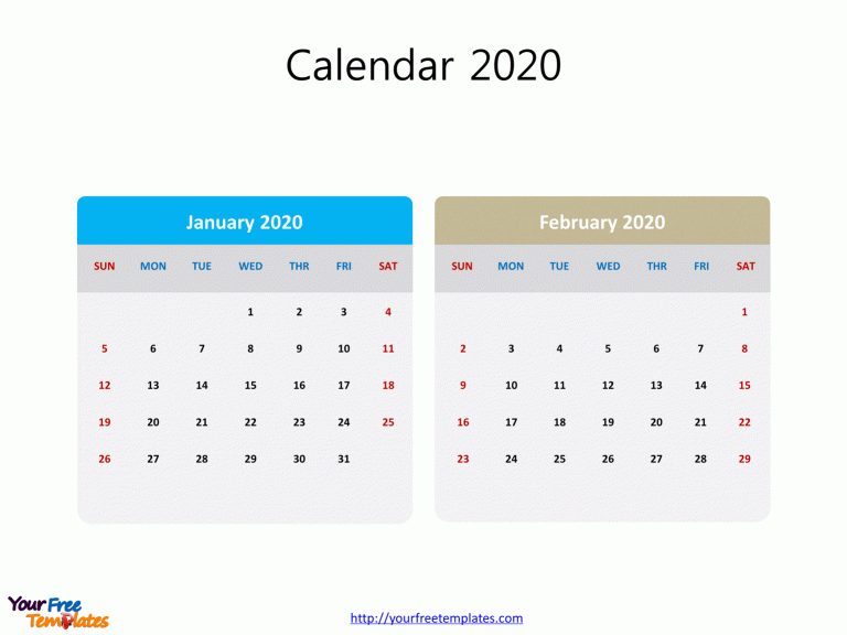 free printable calendar 2020 template