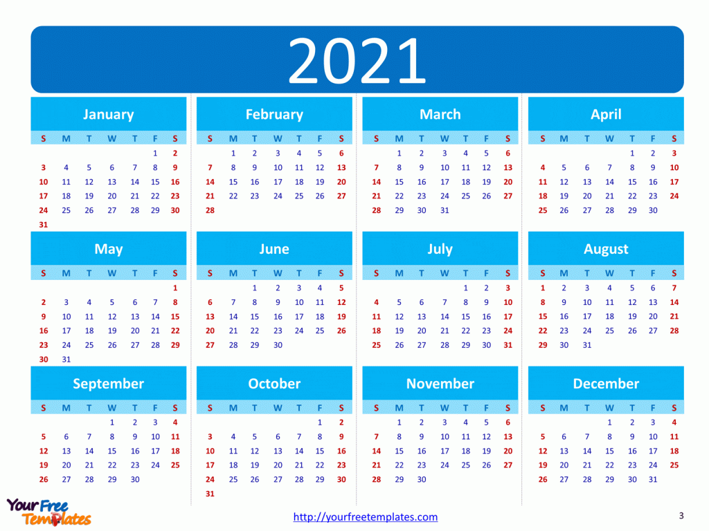 Printable Calendar 2021 Template Free Powerpoint Template