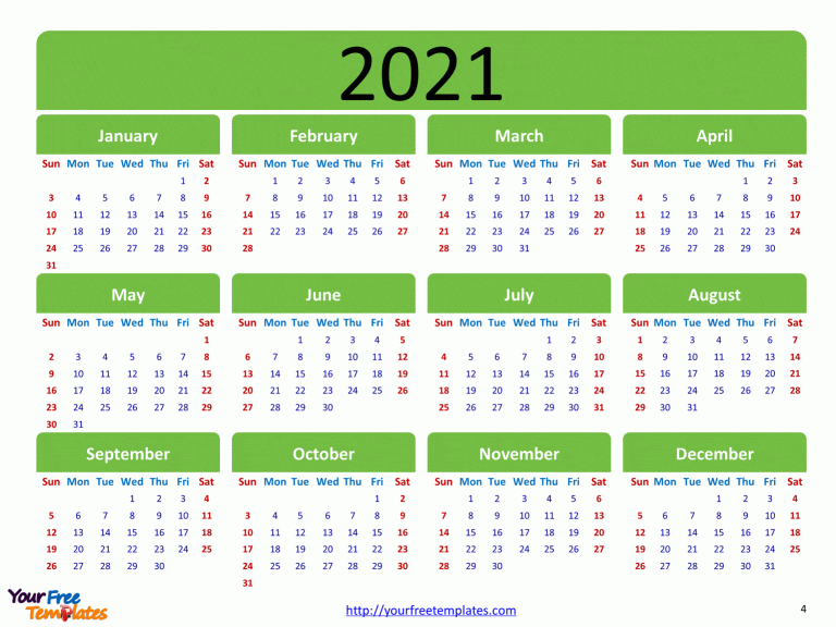 free printable calendar 2021 template