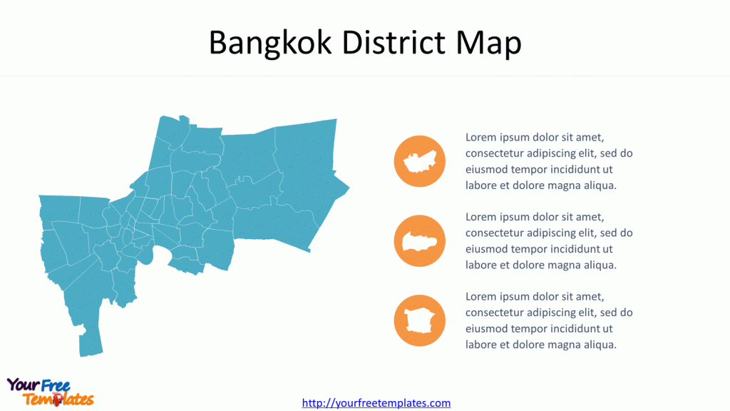 Bangkok map with 50 Districts 