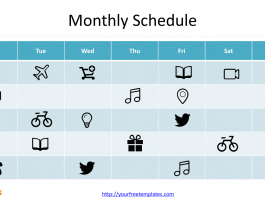 Weekly Schedule Template for the week with icons to represent events