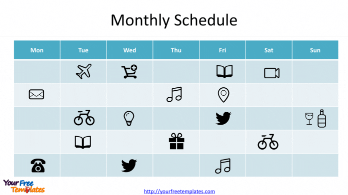 Weekly Schedule Template for the week with icons to represent events