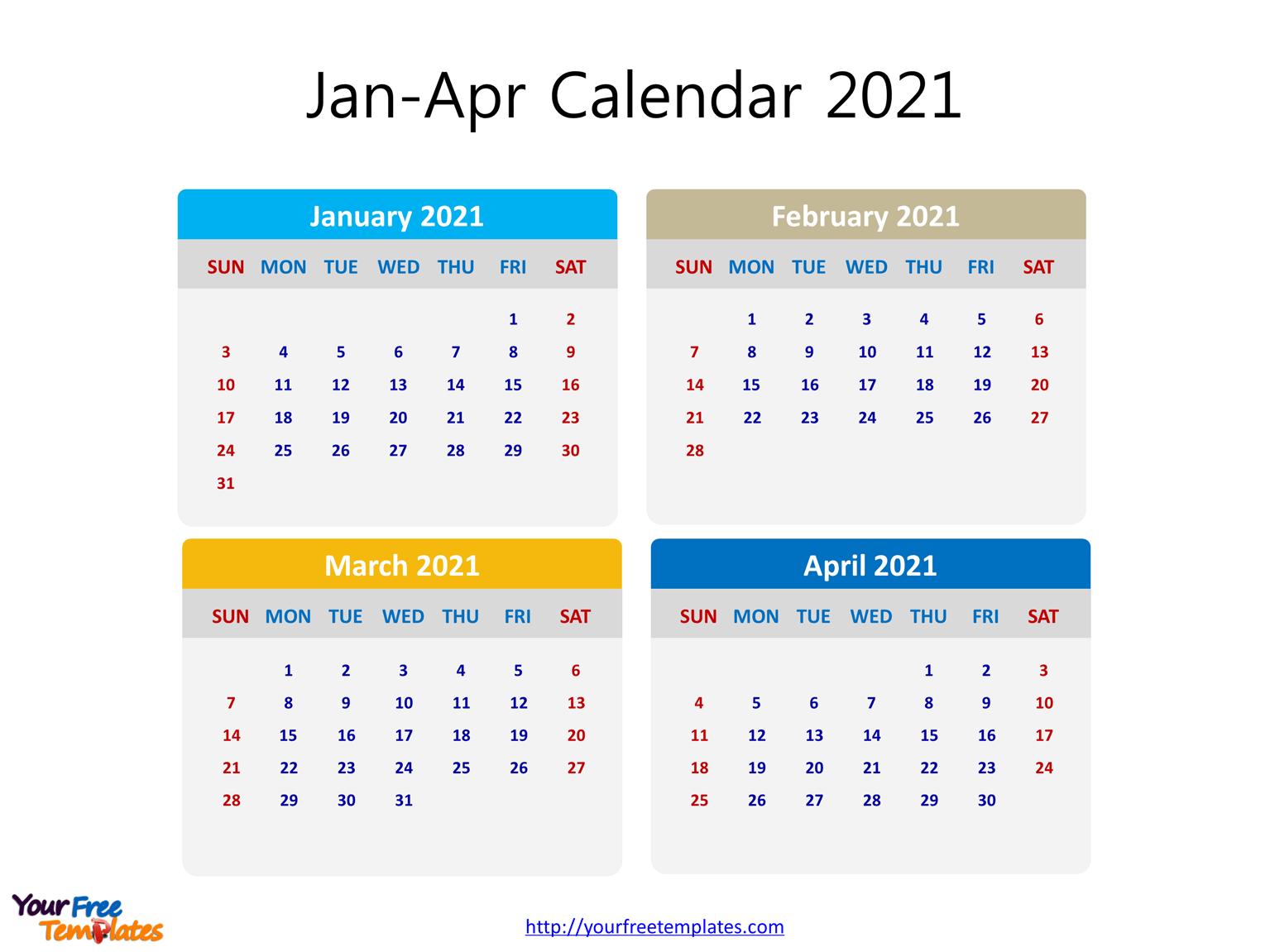 2021 calendar monthly template