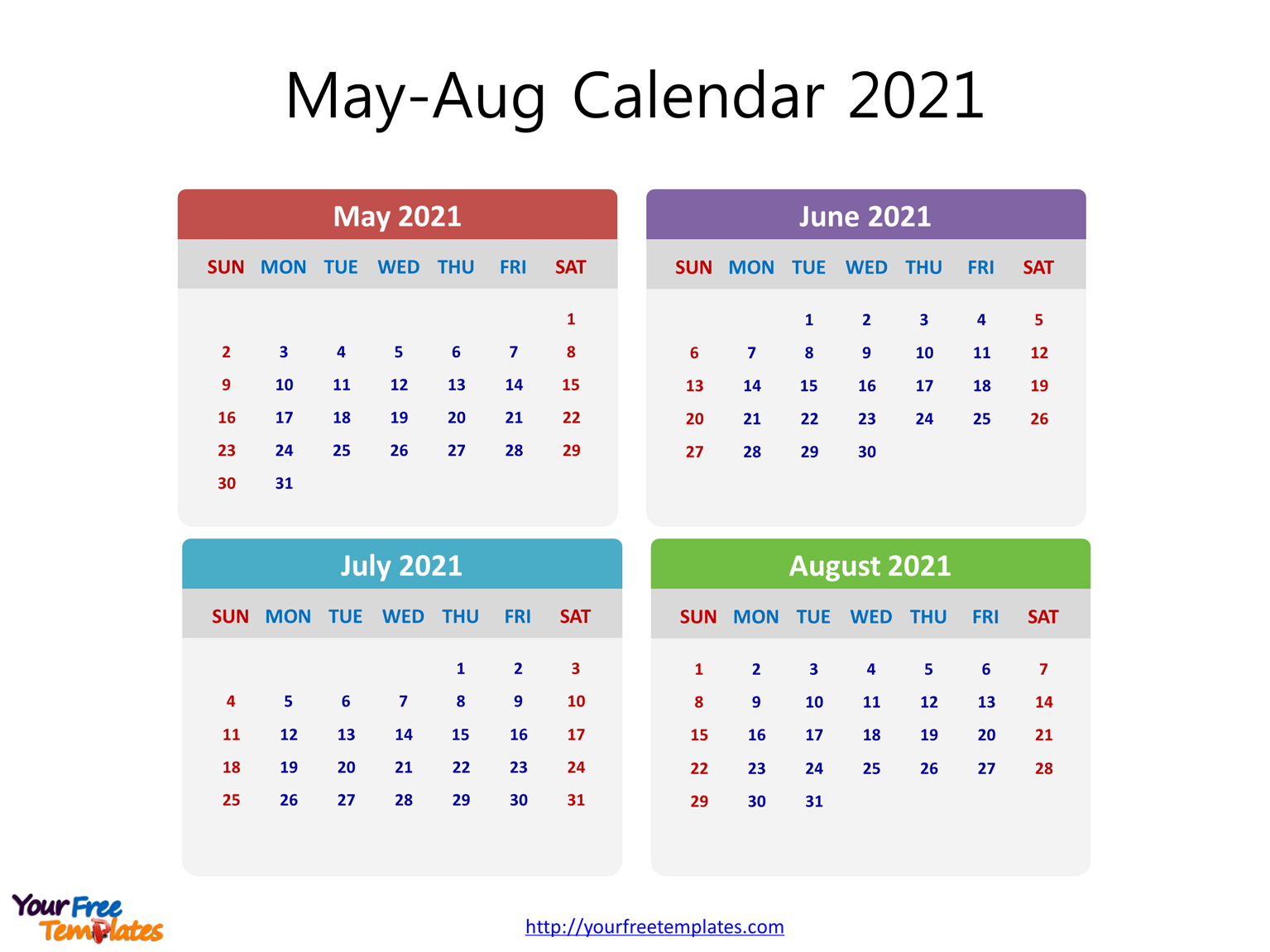 2021 calendar monthly template