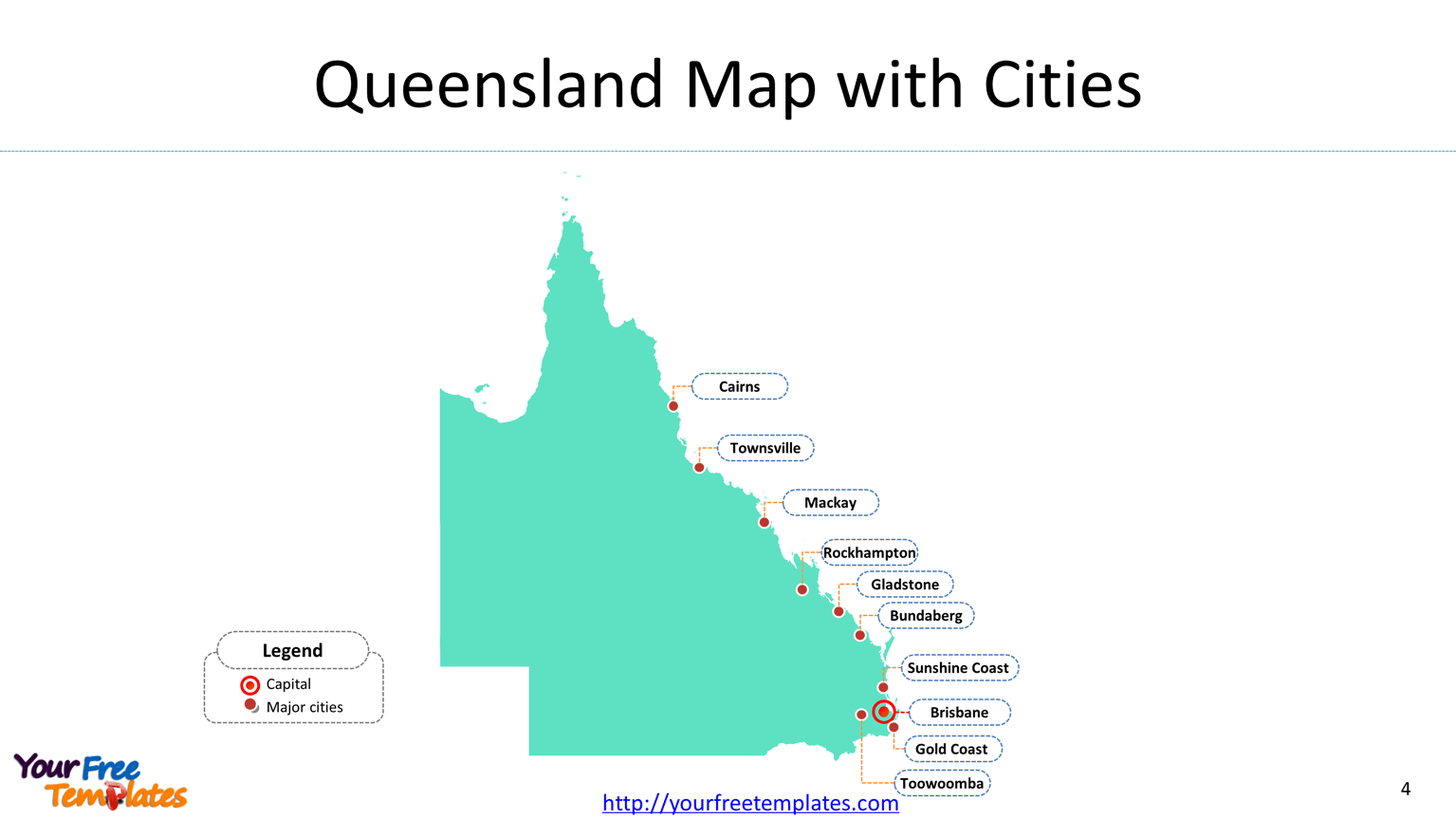 Map of Queensland for state and greater Brisbane outline, Map of Queensland with populated cities.
