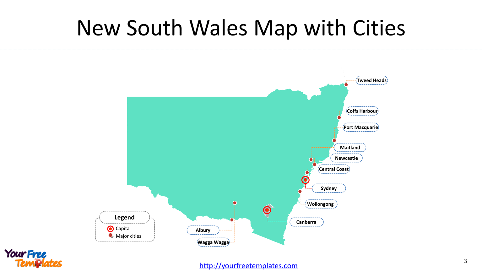 New South Wales Map for state and greater Sydney outline, New South Wales map with populated cities.