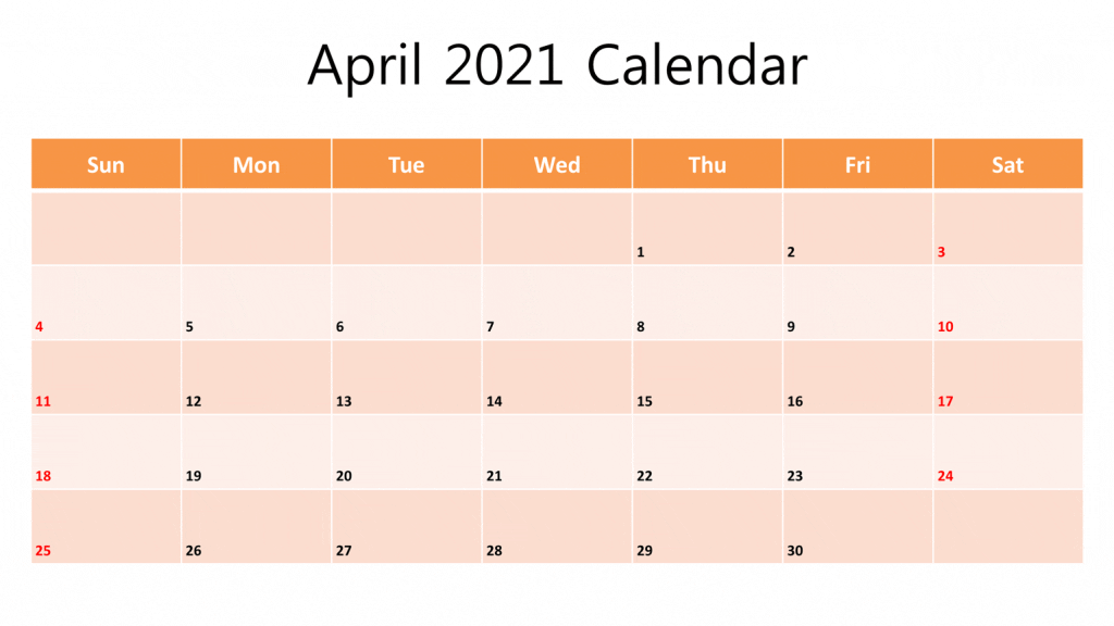  Printable April 2021 calendar template