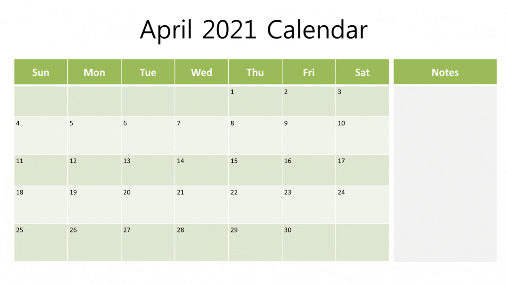  Printable April 2021 calendar template