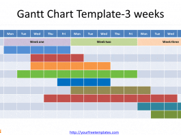Gantt Chart diagram for excel or just PowerPoint template, for 2, 3, 4 weeks with or without weekends.