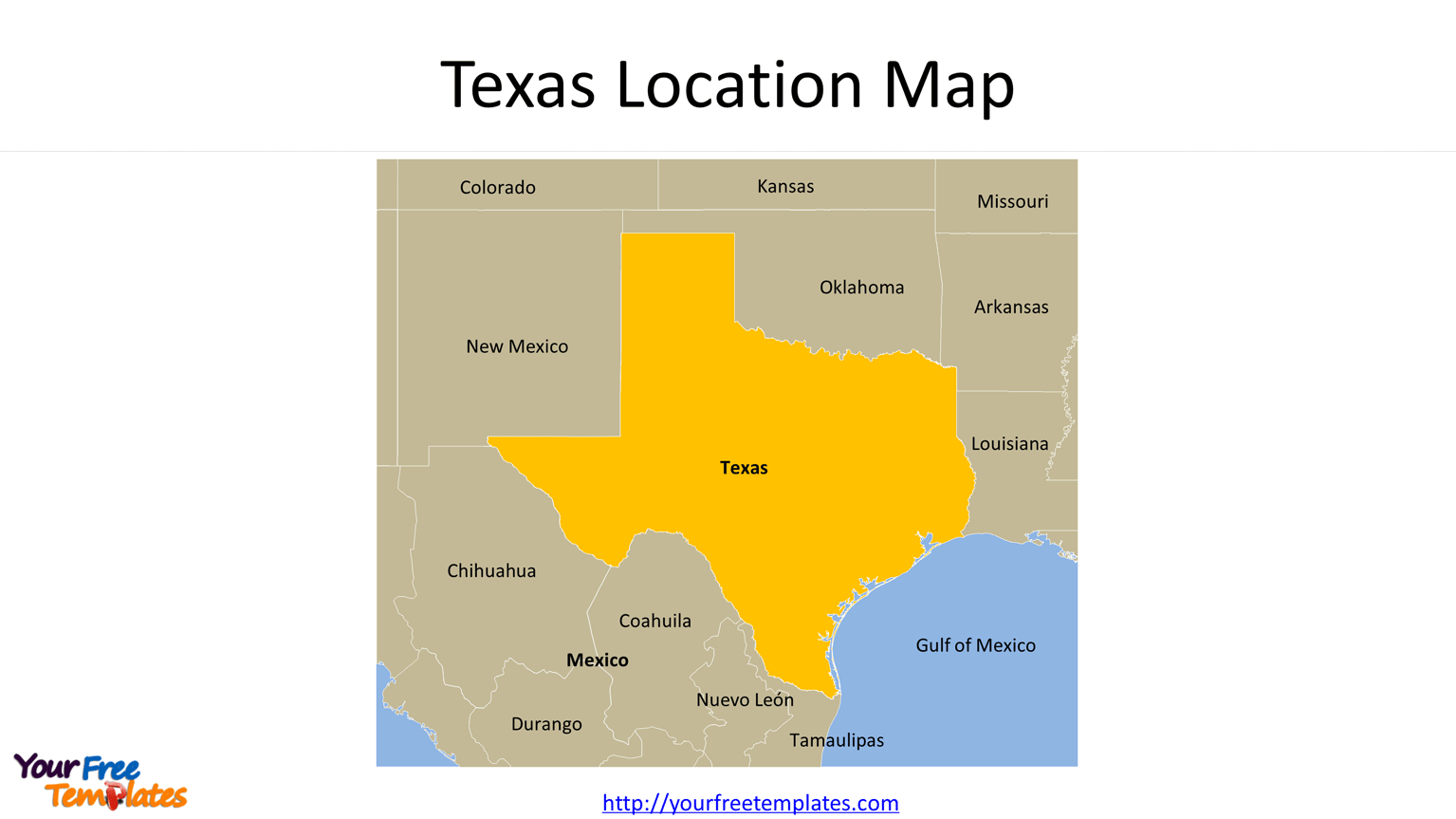 Texas location map with neighboring states and countries