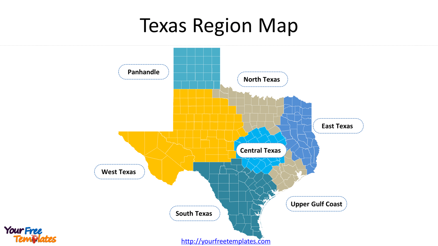 Central Texas County Map Texas-County-Map-3 - Free Powerpoint Template