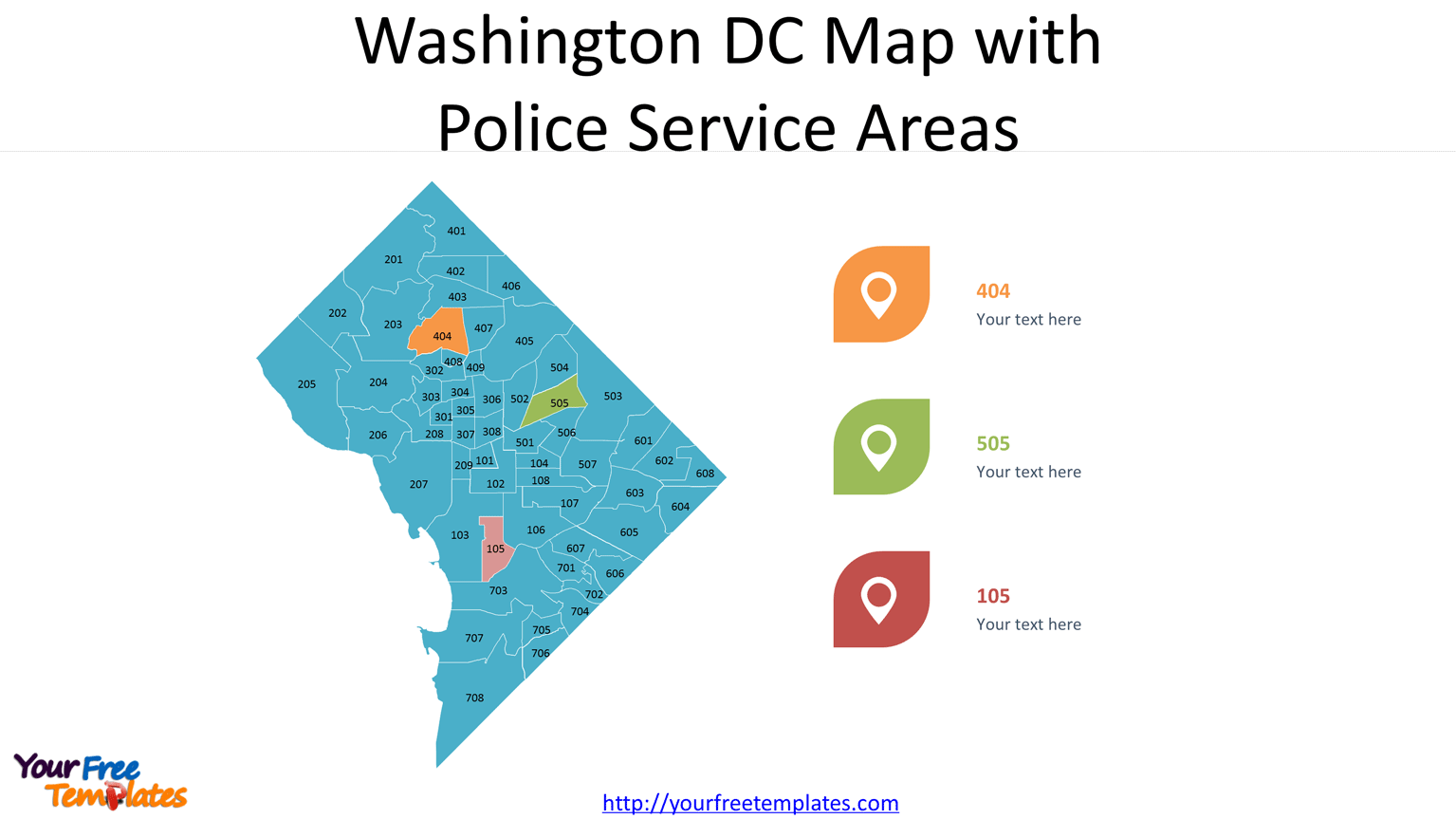 Washington DC Map with Police Service Areas