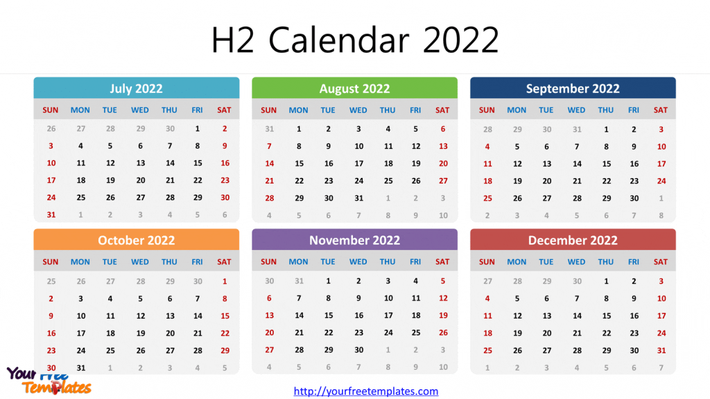Six Month Calendar 2022 Printable 2022 Calendar Monthly Template - Free Powerpoint Template