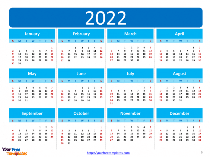 printable calendar 2022 template page 2 of 3 free powerpoint template