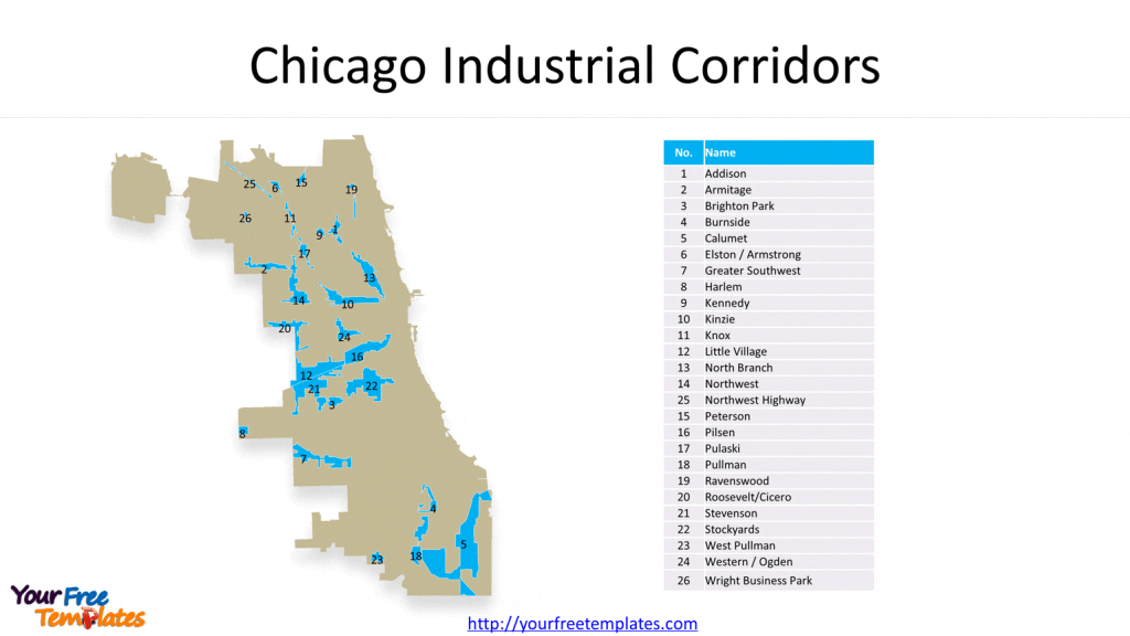 Chicago map with 26 Industrial Corridors