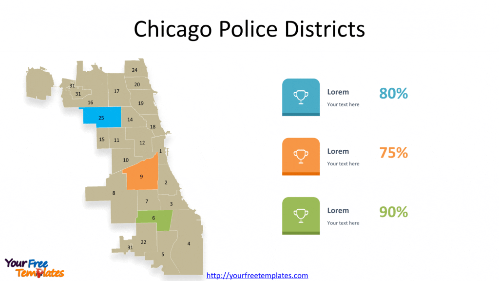 Chicago map with 22 Police Districts
