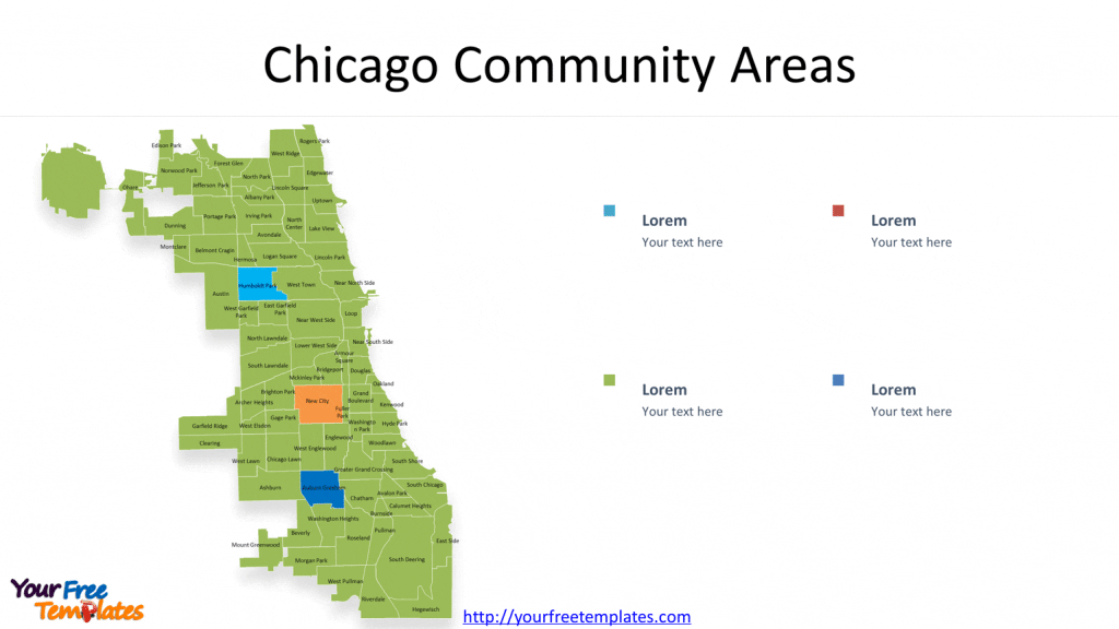 Chicago map with 77 Community Plan Areas