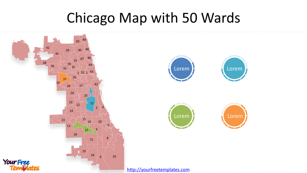 Chicago map with 50 wards