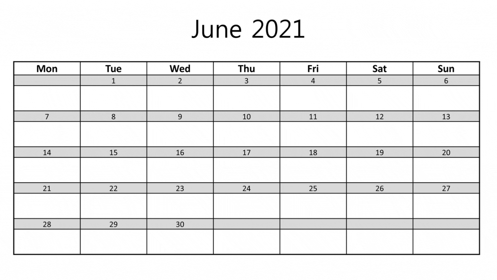 Printable June 2021 Calendar Printable