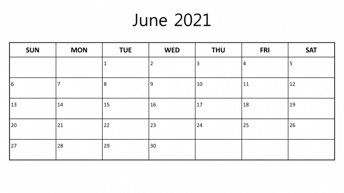 June 2021 Calendar Printable - Free PowerPoint Template