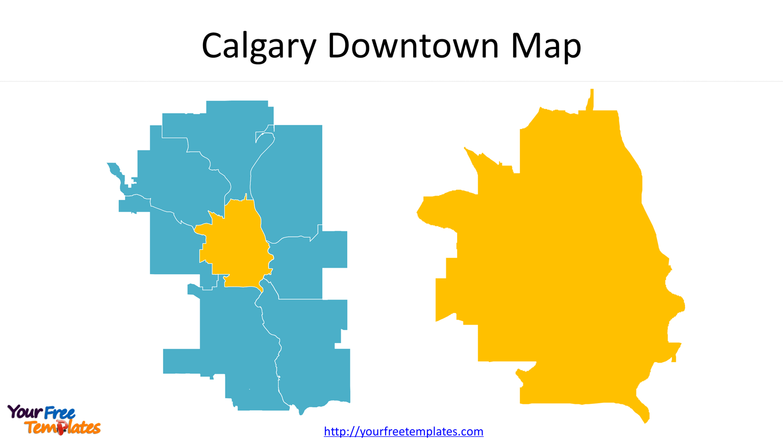 Calgary Downtown Map with 62 communities