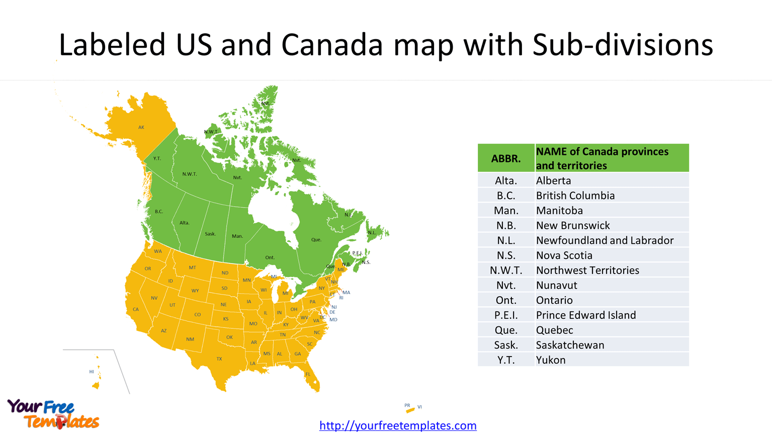 US and Canada Map of Outline