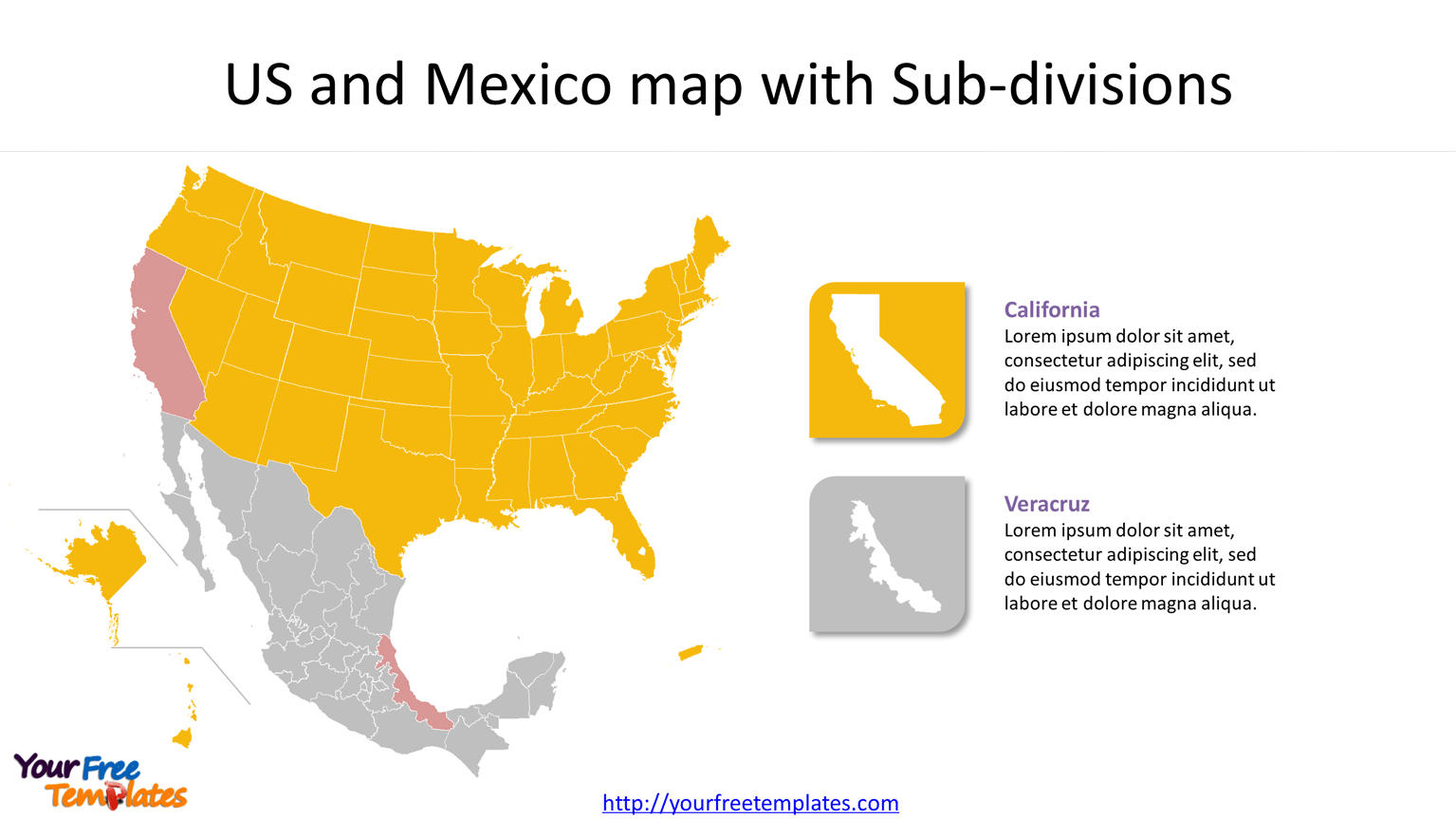 US and Mexico Map of Outline