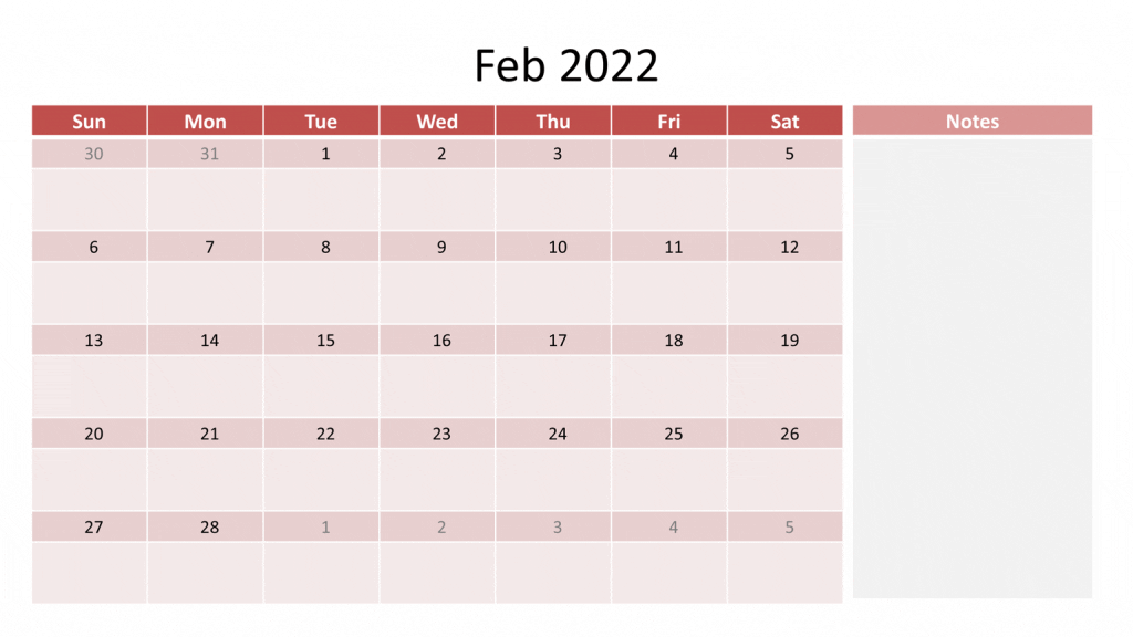 Calendar february 2022