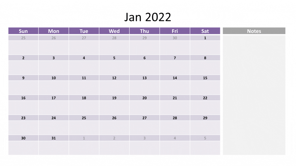 Calendar January 2022 