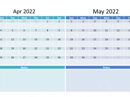 April and May 2022 calendar