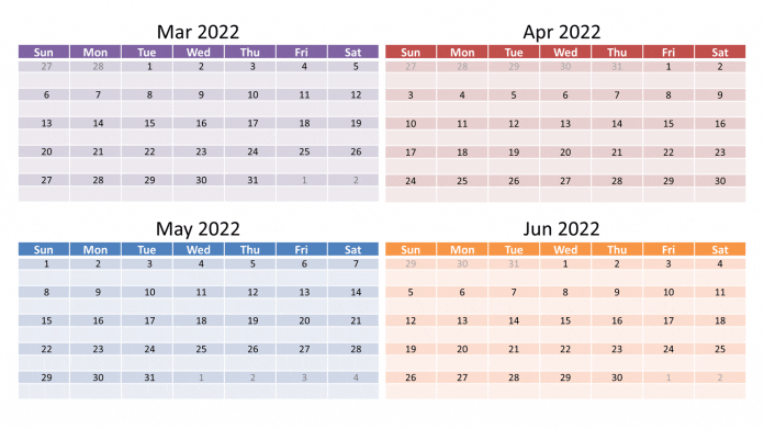 March 2022 calendar