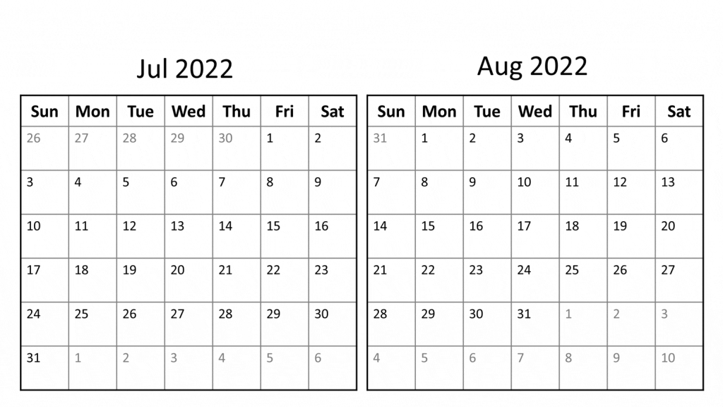 Printable july 2022 calendar