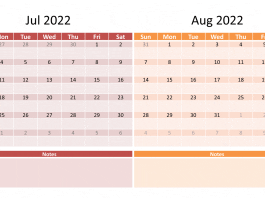 July and august 2022 calendar