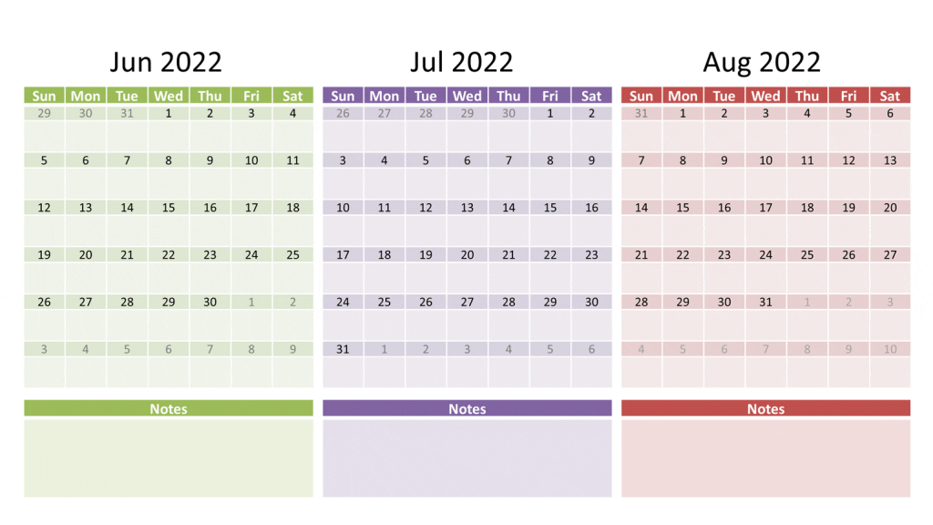 June july august 2022 calendar