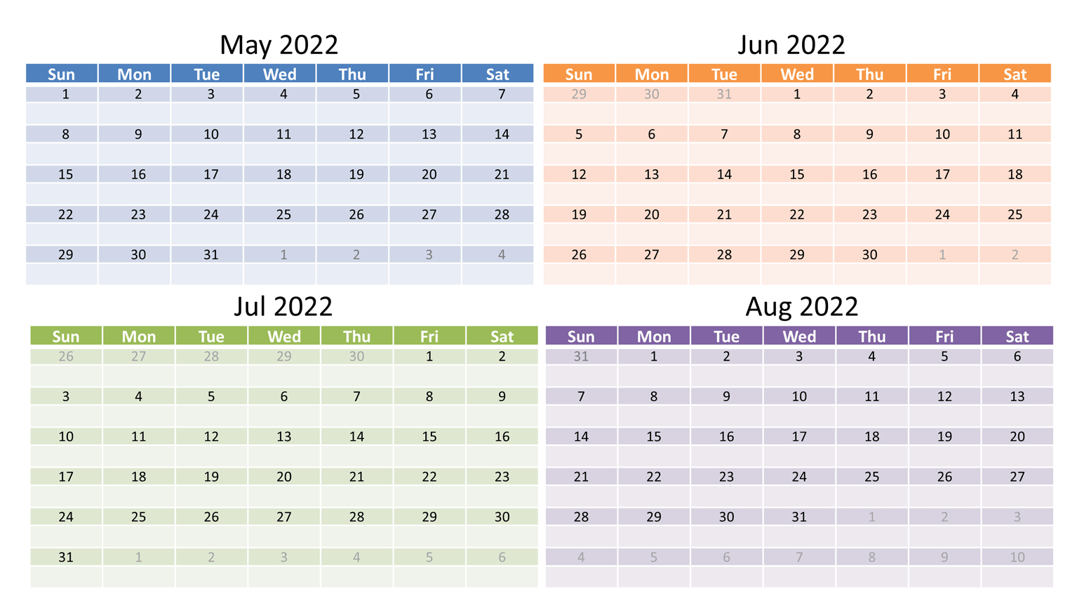 June 2022 calendar