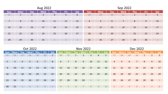August 2022 calendar